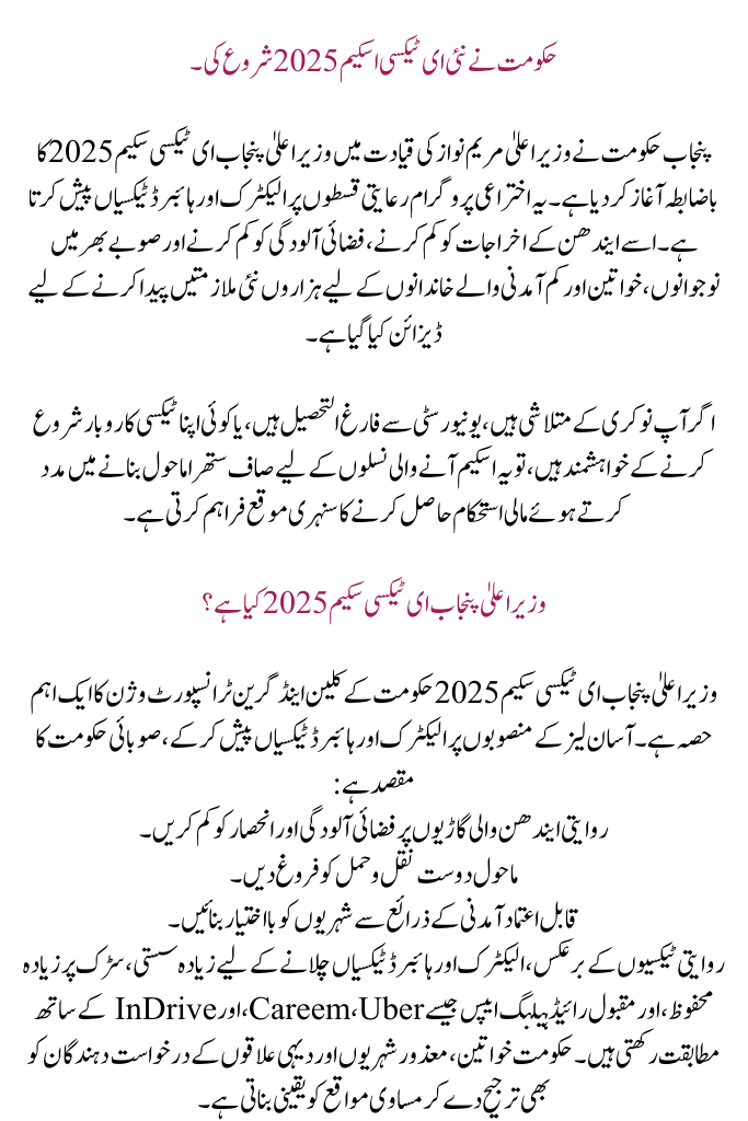 Govt Starts New E-Taxi Scheme 2025